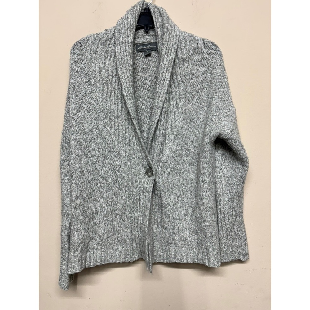 Eddie Bauer Sleepwear‎ Gray Shawl Collar Cardigan Sweater Womens XS